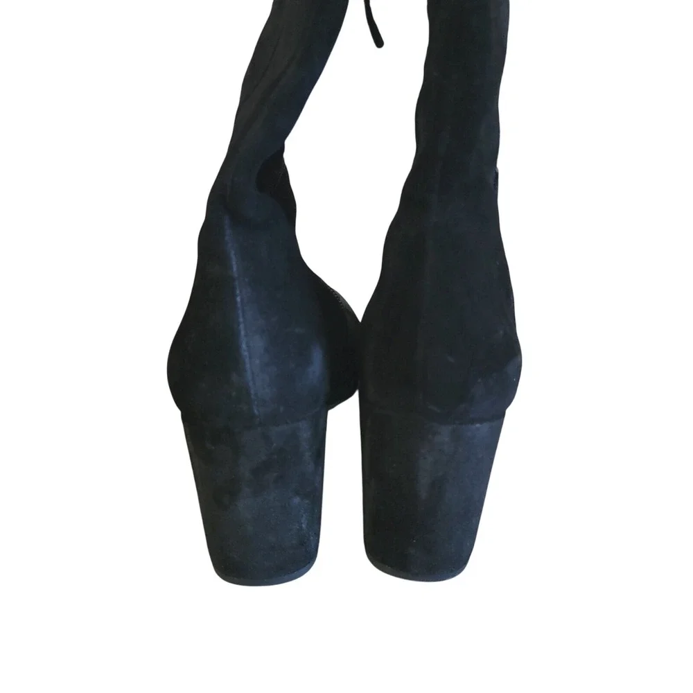 Franco Sarto Over The Knee Riding Boots Suede Block Heel Black 7.5 Leather Zipup